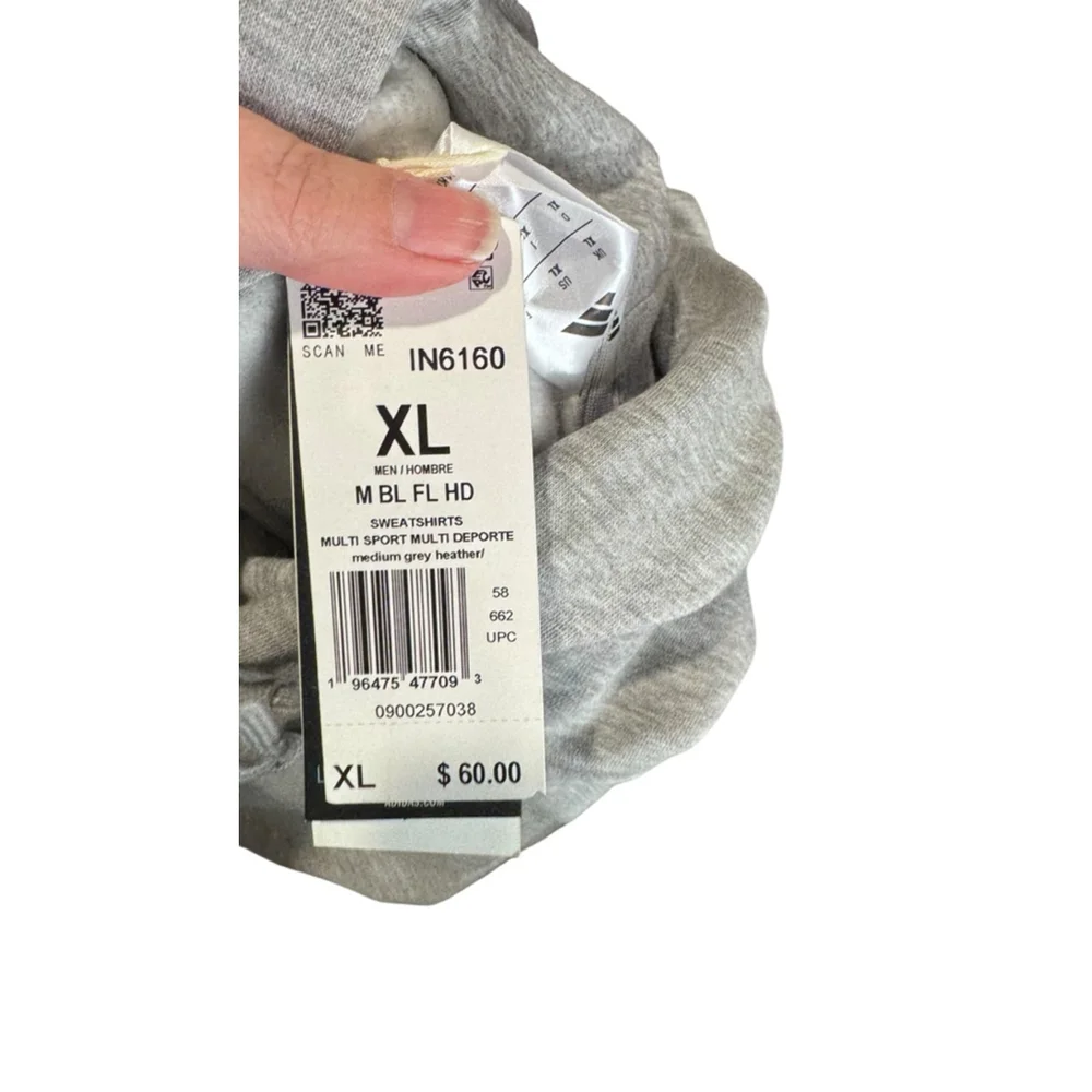 Men's Adidas Grey & Black Logo Hoodie XL
